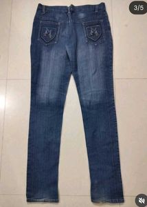 Embroidered Blue Denim Jeans