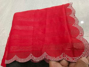 Red Embellished Saree