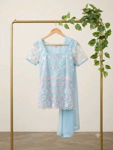Stunning Blue Embroidered Kurta Set
