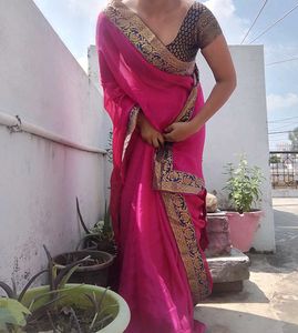 pink saree with blouse