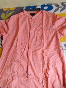 Men's Coral Mandarin Collar Shirt