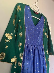 Blue &amp; Green ethnic festive Kurta