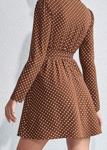 Chic Brown Polka Dot Dress