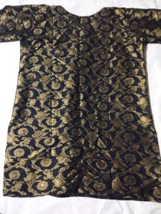 Black &amp; Gold Brocade Short Kurti