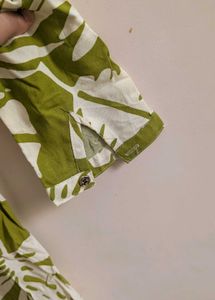 Green Leaf Print Kurta
