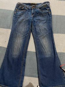 Mid Waist Blue Denim Jeans