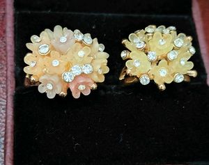 Cute Flower &amp; Crystal Ring Set