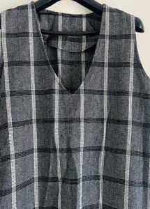 Black&amp; White Checks Winter Sweater Dress One Piece