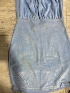 Cute Blue Velvet Mini Dress
