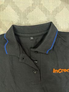 Black Polo Shirt with Blue Accents
