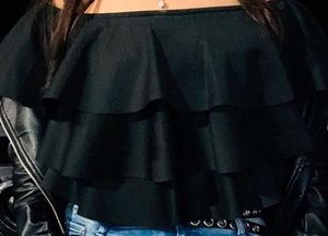 Black Flared Crop Top