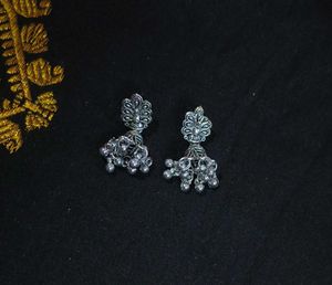 Oxidized Silver Jhumkas