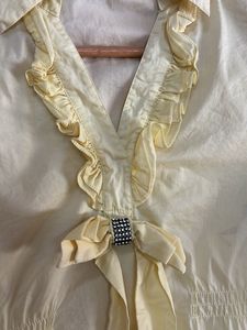 Elegant Yellow Ruffled Blouse coquette