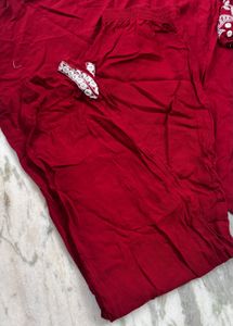 Red cord Set with White Embroidery