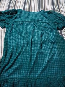 Chic Teal Checkered Dress