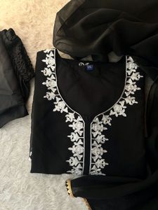 Elegant Black Embroidered Kurta Set