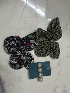 Cute Bow Hair Clips with Pearl Barrette
