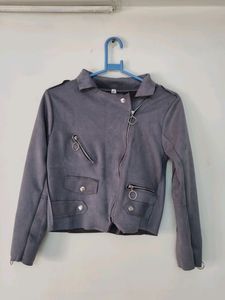 Gray Suede Moto Jacket