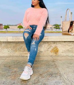 Pink Fuzzy Knit Sweater