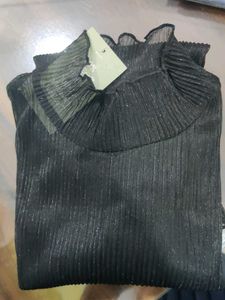 Sparkly Sheer Mock Neck Long Sleeve Top