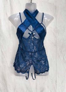 21216. Navy Blue net bodysuit