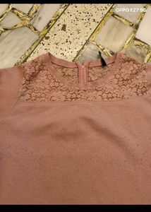 Pink Lace Trimmed Sweater