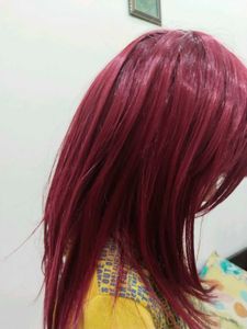 Red Korean Hair Full Head Wig With Adjustable Stra