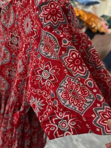 Red Floral Print Midi Dress