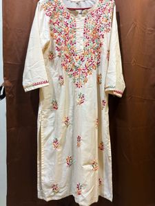 Elegant Embroidered Cream Kurta Set