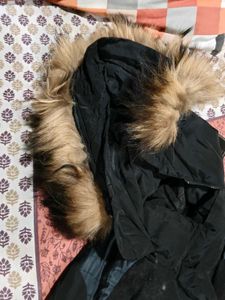 Black Puffer Jacket with Hood winter thick