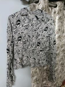 Graphic Print Button-Up Shirt