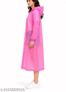 Bright Pink Transparent Raincoat