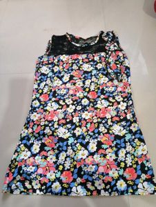 Floral Lace Trimmed Sleeveless Dress