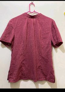 Checkered Button-Up Blouse