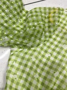 Green Checkered Long Sleeve Top