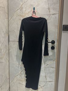 Black Ribbed Midi Dress