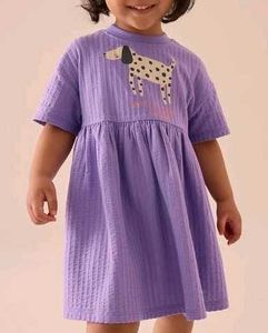 Free Clip 💜Cute Dog Print Lavender Dress