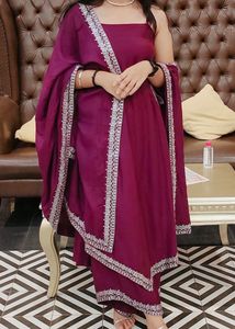 Stunning Magenta Embroidered Suit Set - 3 Peice