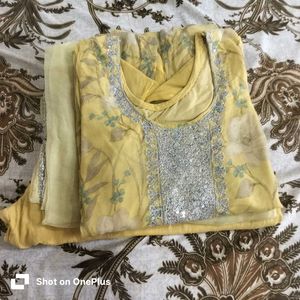 Beautiful Yellow Floral Kurta Set