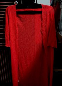 Chic Longline Red Cardigan