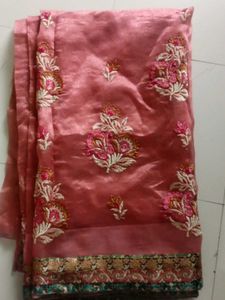Elegant Pink Embroidered kota Saree