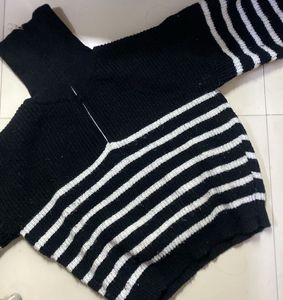 Striped Turtleneck Knit Sweater