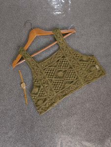 Olive Green Crochet Tank Top