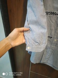 Cute Cat Striped Button-Up Shirt