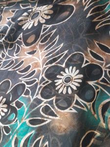 Floral Print black georgette saree