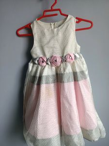 White And Baby Pink Colour's Frock