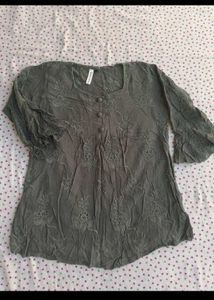Embroidered Grey Kurta