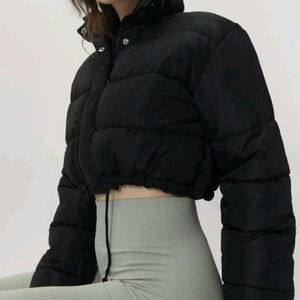 Black Cropped Puffer Jacket