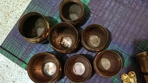 Vintage Copper Kalash Pots/Glass/Spoon Set