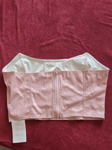 cute Pink Faux Leather Corset Top